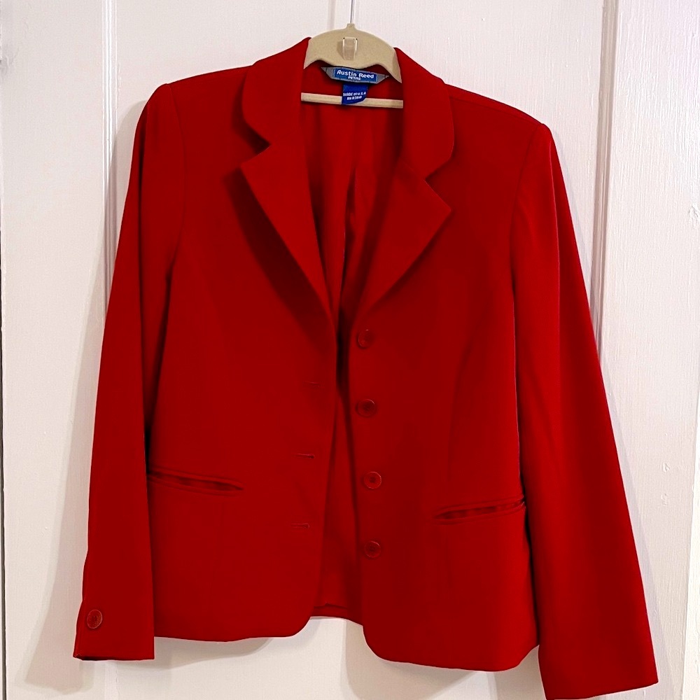 Austin Reed Petite Vintage Red Wool Blazer Size 10P